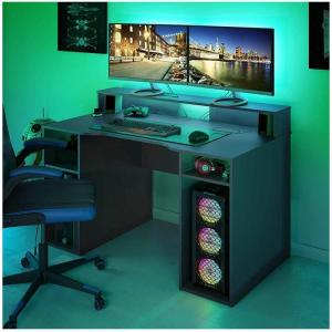FRS - Mesa de ordenador color antracita Gamer gris 88 cm (a…