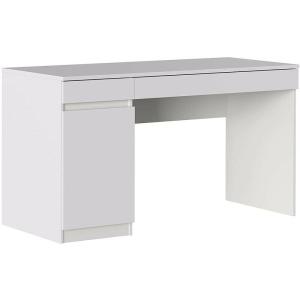 Mesa escritorio 140x55,5 cm con una puerta y dos cajones bl…
