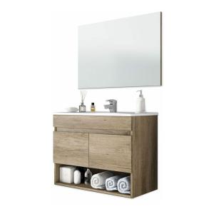 Duehome - Mueble de baño con espejo Cotton 2 puertas Nordik…