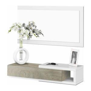 Duehome - Mueble de recibidor con espejo Noon Blanco Artik…