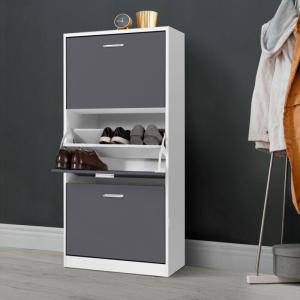 Idmarket - Mueble zapatero klark blanco 3 puertas gris