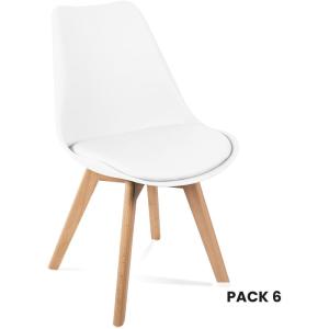 Pack 6 sillas de comedor blancas, silla de cocina, salon o…