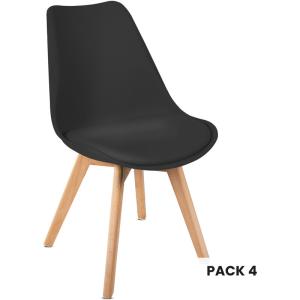Pack 4 sillas de comedor negras, diseño moderno, sillas tul…