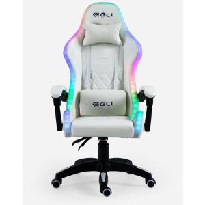 Egli - Silla gaming blanca silla led reclinable ergonómica…