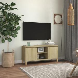 Mueble de TV,Mesa tv patas madera maciza roble Sonoma 103,5…