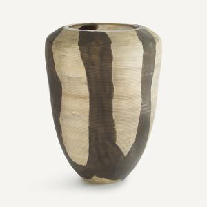 Jarrón de vidrio pintado con rayas mate, al. 26,5 cm, Hedi