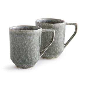 Lote de 2 mugs de gres esmaltado reactivo, Obidos