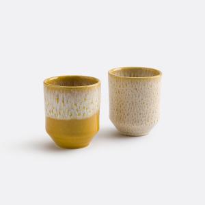 Lote de 2 tazas de gres esmaltado reactivo, Elaina