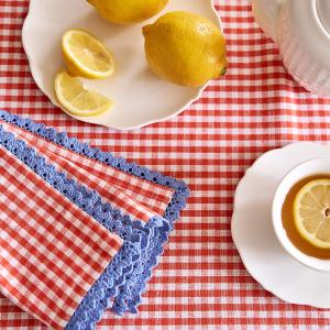 Mantel Trattoria de algodón y lino con estampado vichy