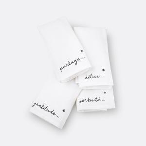 Juego de 4 servilletas de lino/algodón lavado, Festive