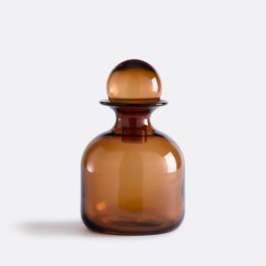 Botella decorativa de vidrio ámbar, altura 28 cm, Nemia