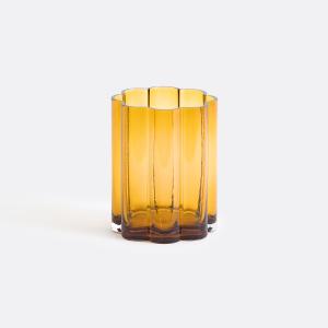 Jarrón de vidrio ámbar, altura 20 cm, Helia