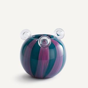 Jarrón de vidrio soplado con 3 bocas, Al. 18 cm, Celis