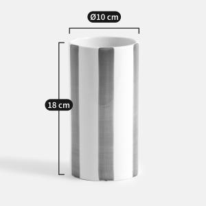 Jarrón de cerámica a rayas, Altura 18 cm, Jaoma