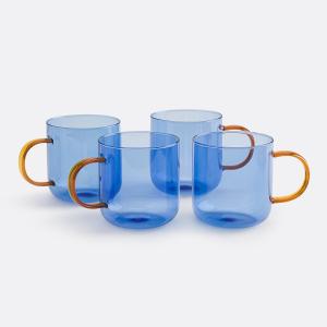 Juego de 4 tazas de cristal con asas de color, Oryn