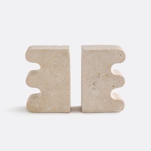 Juego de 2 sujetalibros de travertino, Tavla