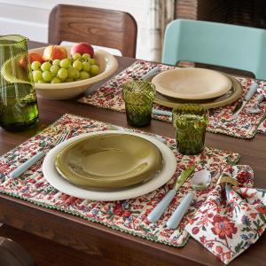 Juego de 4 servilletas de mesa estampadas de algodón lavado…