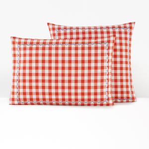 Funda de almohada vichy de algodón bordado, Mallory