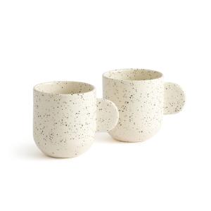 Lote de 2 mugs de gres moteado, Meti