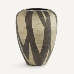 Jarrón de vidrio pintado con rayas mate, al. 20,5 cm, Hedi