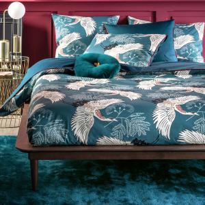 Funda de almohada de percal de algodón Grues Bleu