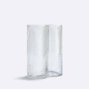 Jarrón de cristal ahumado estriado alt.21 cm, Anija