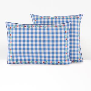 Funda de almohada vichy de algodón bordado, Elli