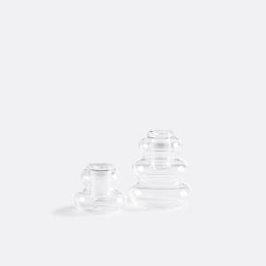 Juego de 2 portavelas de vidrio transparente, Hadi