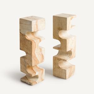 Lote de 2 sujetalibros de travertino, Dhania