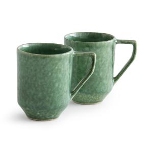 Lote de 2 mugs de gres esmaltado reactivo, Obidos