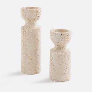 Juego de 2 candelabros de travertino, Rumia