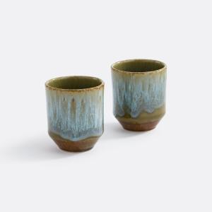 Lote de 2 tazas en gres esmaltado reactivo, Elissa