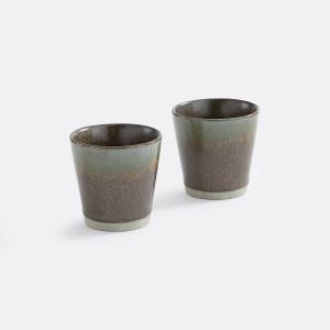Lote de 2 tazas de gres esmaltado reactivo, Arzana
