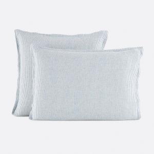 Funda de almohada de lino lavado, azul Limona