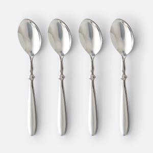 Lote de 4 cucharas de sopa de acero inoxidable RAKINEN