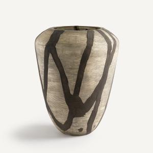 Jarrón de vidrio pintado con rayas mate, al. 35,5 cm, Hedi