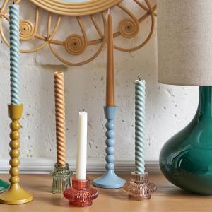 Candelabro de cristal estriado de color, al. 5,7 cm, Sabri