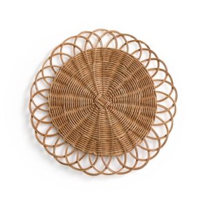 Lote de 4 manteles individuales de ratán, flor Doga