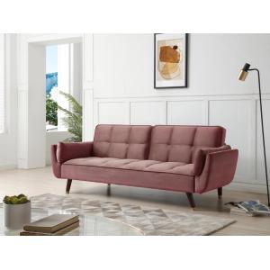 Sofá cama de 3 plazas de terciopelo rosa GULCAN - Venta Uni…