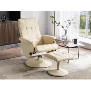 Sillón de relajación con reposapiés de piel ANDALOUSIE - Be…