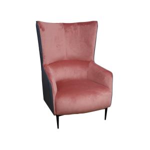 Sillón de terciopelo rosa y estructura antracita MENDOCINO