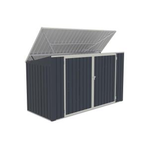 Caseta para 3 cubos de basura de acero galvanizado gris ant…