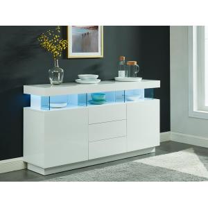 Aparador FABIO - MDF lacado blanco - LEDs - 3 cajones & 2 p…