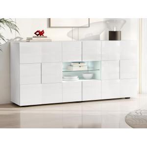 Aparador CALISTO - LEDs - 2 puertas y 2 cajones - Blanco la…