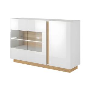 Aparador MURARI - 3 puertas - Con LEDs - Blanco brillante y…