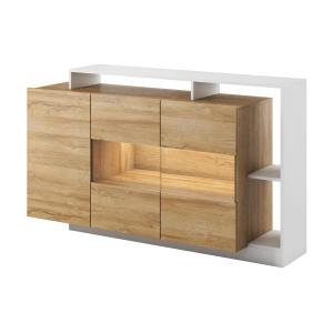 Aparador de 3 puertas y 3 estantes - Con LEDs - Color: natu…