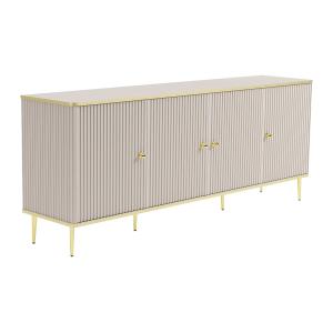 Aparador con 4 puertas de MDF y acero - Beige y dorado - SI…