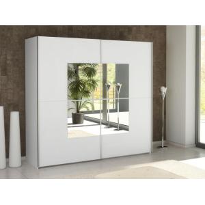 Armario SUTERA - 2 puertas correderas - Con espejo - 217 cm - Blanco y  negro - Vente-unique