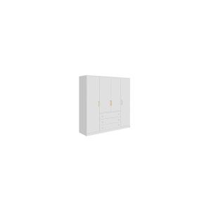 Armario de 4 puertas y 3 cajones - Ancho 196 cm - Blanco -…