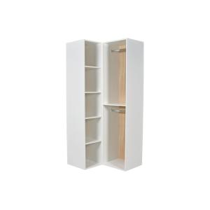 Armario esquinero modular - L845 cm - Blanco y natural - TA…